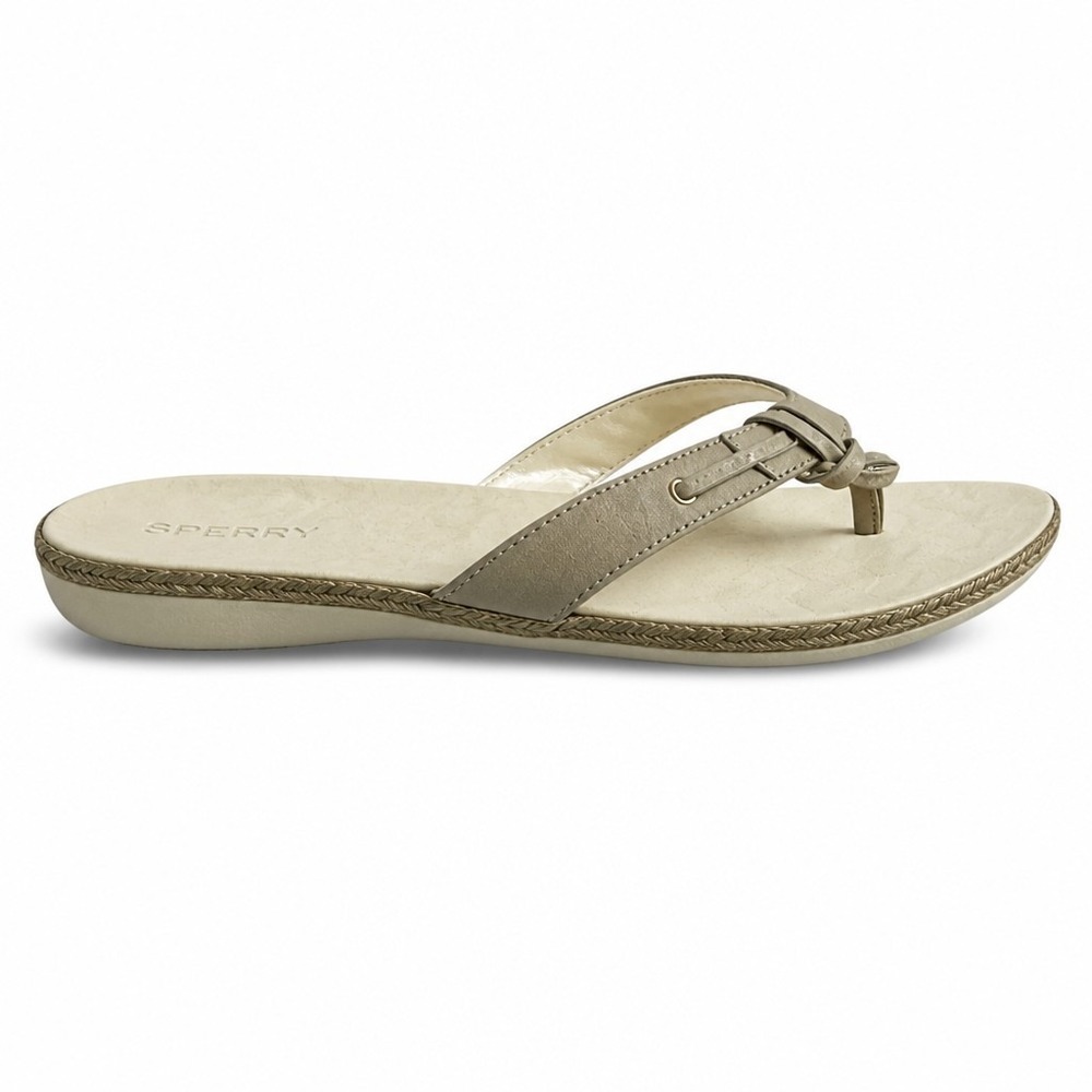 Sperry Womens 12 Tan‎ Leather Flip Flop Thong Sandals Coastal Summer Casual Boho